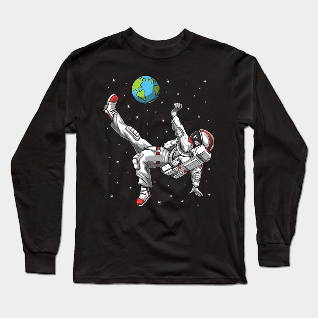 Space Astronaut Soccer Player Long Sleeve T-Shirt by underheaven